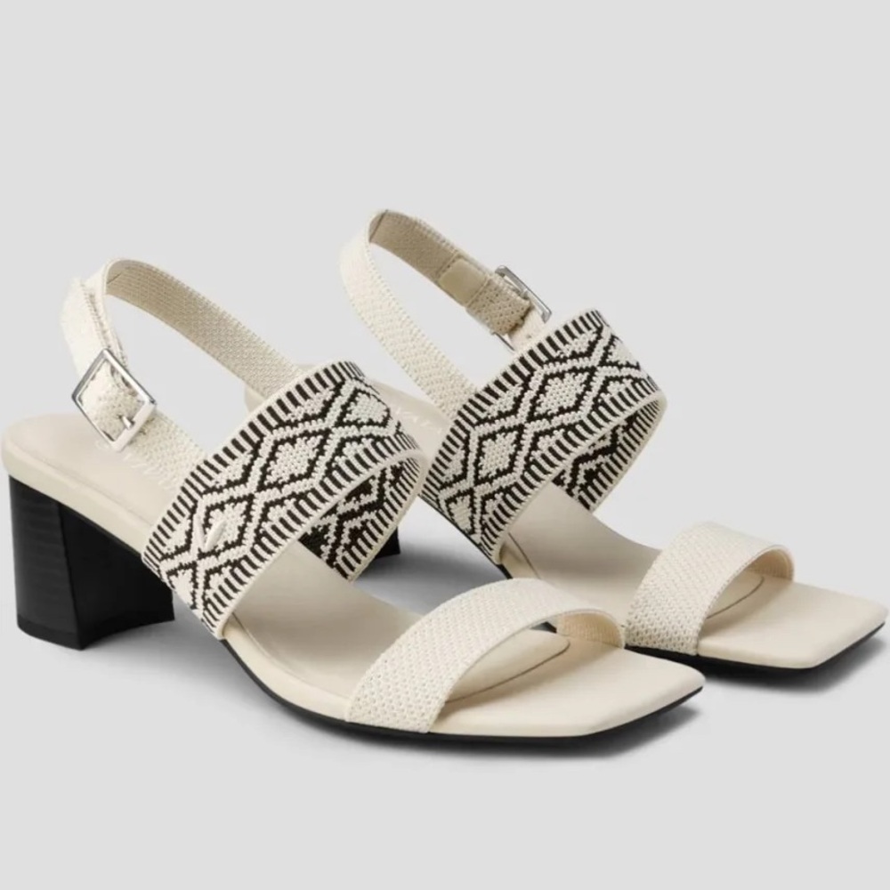 Slingback Block Heel Sandals - Vivaia Luna Cream Ivory